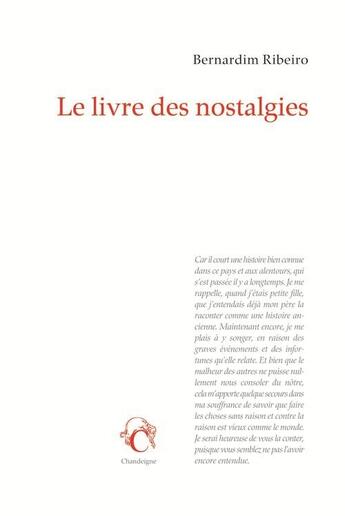 Couverture du livre « Le livre des nostalgies » de Bernardim Ribeiro aux éditions Editions Chandeigne&lima