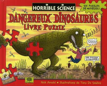 Couverture du livre « Les dangereux dinosaures ; livre puzzle » de Arnold/ De Saulles aux éditions Le Pommier