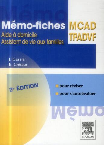 Couverture du livre « Mémo-fiches : mcad/tpadvf ; mémo-fiches ; 2e édition » de Jacqueline Gassier aux éditions Elsevier-masson