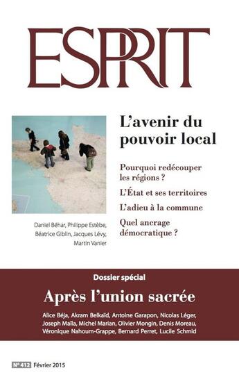 Couverture du livre « Esprit février 2015 - L'avenir du pouvoir local/ Après l'union sacrée » de  aux éditions Epagine