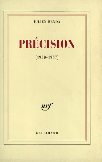 Couverture du livre « Precision » de Julien Benda aux éditions Gallimard