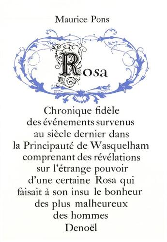 Couverture du livre « Rosa » de Maurice Pons aux éditions Denoel