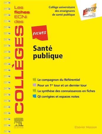 Couverture du livre « Fiches santé publique » de  aux éditions Elsevier-masson