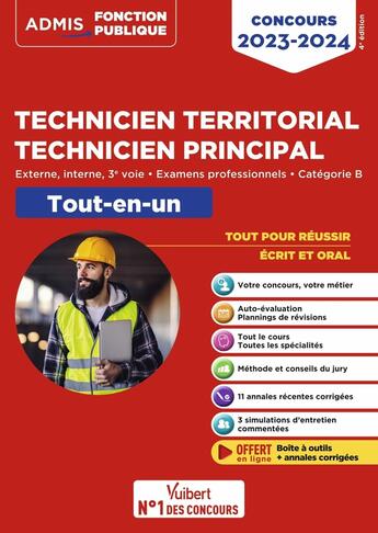 Couverture du livre « Concours technicien territorial technicien principal : catégorie B tout-en-un ; externe, interne (édition 2023/2024) » de Pierre Crepeaux et Youenn Fenard aux éditions Vuibert