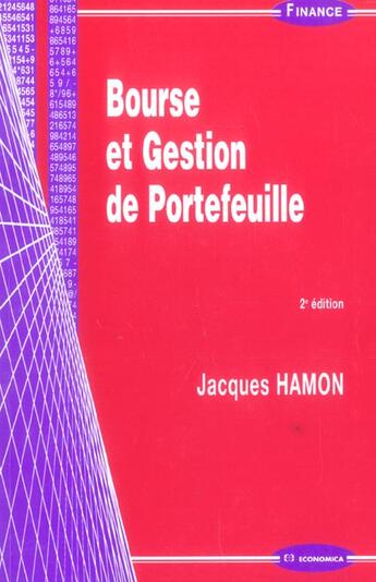 Couverture du livre « Bourse Et Gestion De Portefeuille » de Jacques Hamon aux éditions Economica