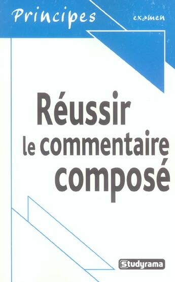 Couverture du livre « Réussir le commentaire composé » de  aux éditions Studyrama