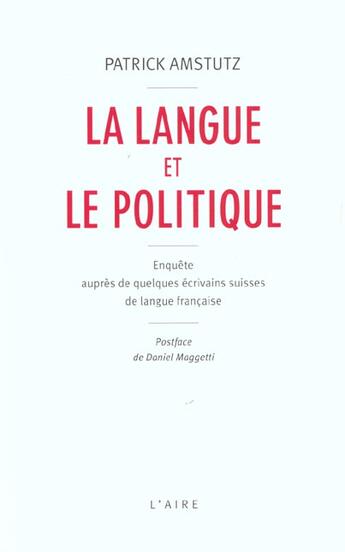 Couverture du livre « Langue et le politique -la- » de  aux éditions Éditions De L'aire