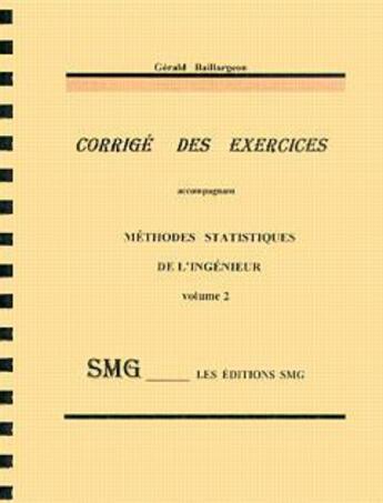 Couverture du livre « Methodes statistiques de l'ingenieur vol 2 » de Baillargeon aux éditions Smg