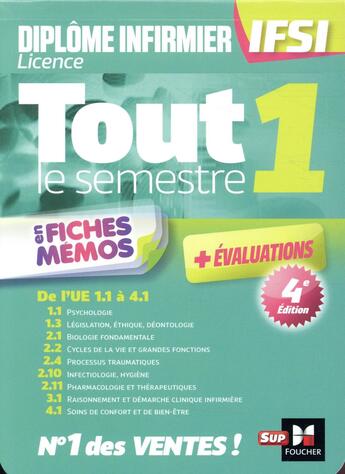 Couverture du livre « Tout le semestre 1 en fiches mémos ; diplôme d'Etat infirmier - dei IFSI ; révision et entraînement » de Kamel Abbadi aux éditions Foucher