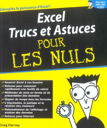 Couverture du livre « Excel 2002 et 2003 ; trucs et astuces pour les nuls » de Greg Harvey aux éditions First Interactive