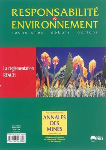 Couverture du livre « REVUE RESPONSABILITE & ENVIRONNEMENT » de Annales Des Min aux éditions Eska