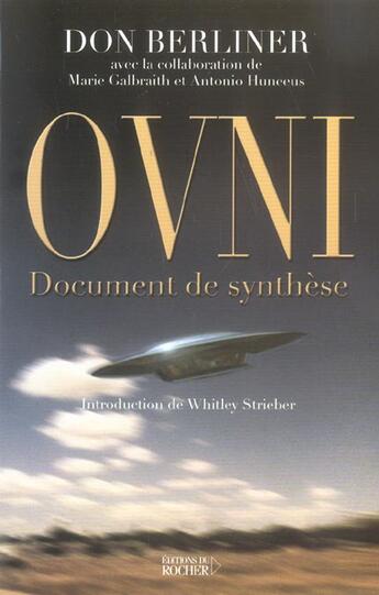 Couverture du livre « Ovni - document de synthese » de Berliner/Galbraith aux éditions Rocher