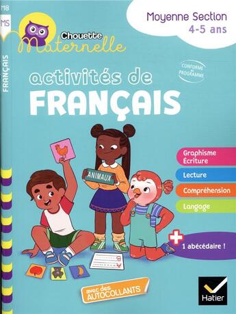 Couverture du livre « Chouette maternelle activites de francais moyenne section » de Giroud/Gunzburger aux éditions Hatier