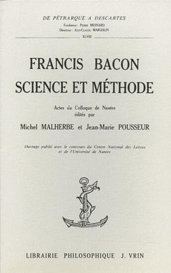 Couverture du livre « France Bacon Silence Met » de  aux éditions Vrin