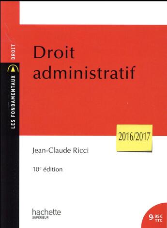 Couverture du livre « Droit administratif général (10e édition) » de Jean-Claude Ricci aux éditions Hachette Education