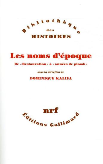 Couverture du livre « Les noms d'époque ; de 