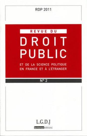 Couverture du livre « Revue du droit public n 2 2011 » de  aux éditions Lgdj