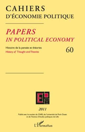 Couverture du livre « Cahiers d'economie politique - vol60 » de  aux éditions Editions L'harmattan