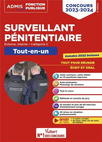 Couverture du livre « Concours surveillant pénitentiaire : catégorie C tout-en-un ; concours externe et interne (édition 2023/2024) » de Pierre-Brice Lebrun et Emmanuel Kerdraon et Christophe Blondel-Deblangy aux éditions Vuibert