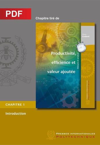 Couverture du livre « Productivité, efficience et valeur ajoutée chapitre 1 » de Mario Godard aux éditions Ecole Polytechnique De Montreal