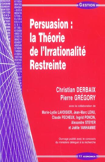 Couverture du livre « PERSUASION » de Derbaix/Gregory aux éditions Economica