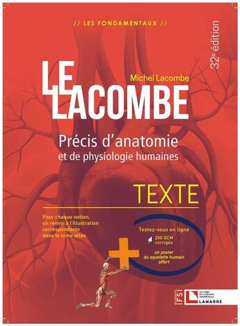 Couverture du livre « Lacombe ; précis d'anatomie et de physiologie humaines (32e édition) » de Michel Lacombe aux éditions Lamarre