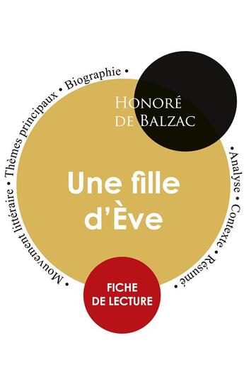 Couverture du livre « Une fille d'Eve, d'Honoré de Balzac ; fiche de lecture » de  aux éditions Editions Du Cenacle