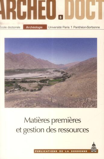 Couverture du livre « Matieres premieres et gestion des ressources » de Ferjani/Le Biha aux éditions Sorbonne Universite Presses