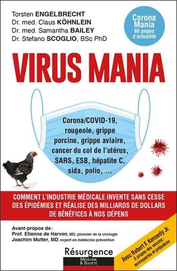 Couverture du livre « Virus mania ; corona/covid-19, rougeole, grippe porcine, grippe aviaire, cancer... » de  aux éditions Marco Pietteur