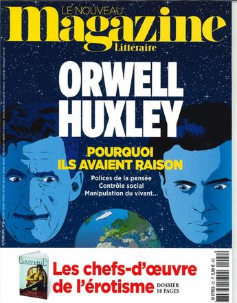 Couverture du livre « Le nouveau magazine litteraire n 22 orwell huxley - octobre 2019 » de  aux éditions Le Magazine Litteraire