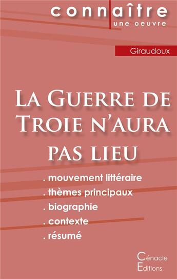 Couverture du livre « La guerre de Troie n'aura pas lieu, de Jean Giraudoux » de  aux éditions Editions Du Cenacle