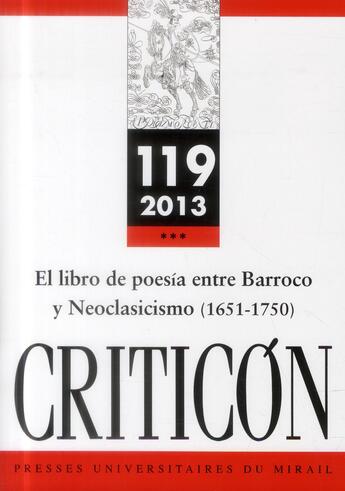 Couverture du livre « El libro de poesia entre barroco y neoclasicismo 1651 1750 » de Vitse M aux éditions Pu Du Midi