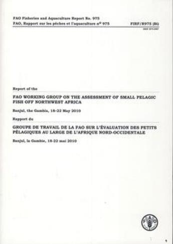 Couverture du livre « Rapport du groupe de travail de la fao sur l'evaluation des petits pelagiques au large de l'afrique » de  aux éditions Fao