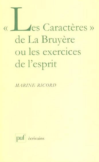 Couverture du livre « Caracteres de la bruyere ou les exe. » de Ricord M aux éditions Puf