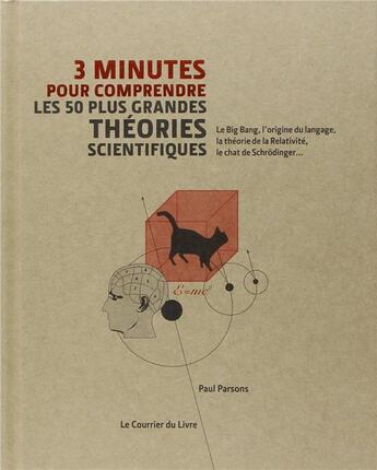 Couverture du livre « 3 minutes pour comprendre : les 50 plus grandes théories scientifiques ; le Big Bang, l'origine du langage, la théorie de la Relativité, le chat de Schrödinger... » de Paul Parsons aux éditions Courrier Du Livre