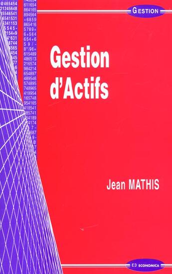 Couverture du livre « GESTION D'ACTIFS » de Mathis/Jean aux éditions Economica