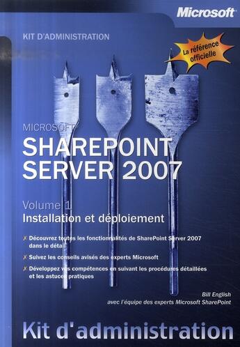 Couverture du livre « Sharepoint server 2007 t.1 ; installation et déploiement » de English aux éditions Microsoft Press