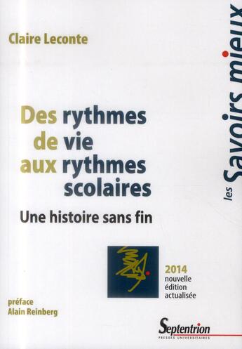 Couverture du livre « Des rythmes de vie aux rythmes scolaires une histoire sans fin » de Leconte/Reinberg aux éditions Pu Du Septentrion