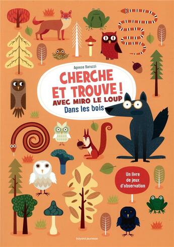 Couverture du livre « Cherche et trouve ! avec miro le loup dans les bois » de Mattia Melina aux éditions Bayard Jeunesse