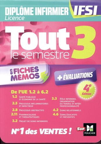 Couverture du livre « Tout le semestre 3 en fiches mémos ; diplôme d'Etat infirmier - dei IFSI ; révision et entraînement » de Kamel Abbadi aux éditions Foucher