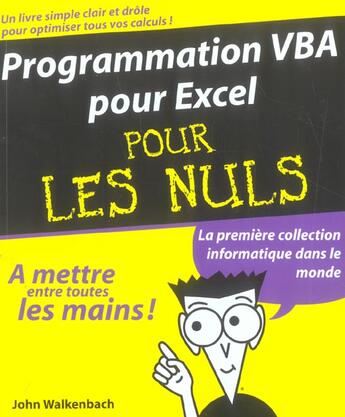 Couverture du livre « Programmer En Vba Pour Excel » de John Walkenbach aux éditions First Interactive