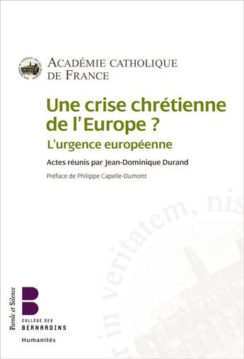 Couverture du livre « Une crise chrétienne de l'Europe » de  aux éditions Parole Et Silence