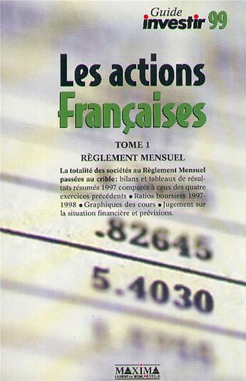 Couverture du livre « Le guide des action françaises t.1 : 1999 » de  aux éditions Maxima