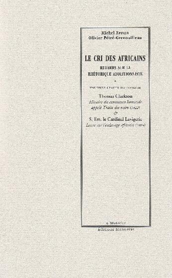 Couverture du livre « Le cri des Africains » de Erman aux éditions Manucius