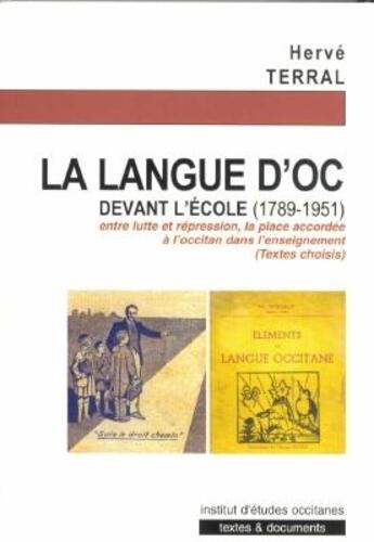 Couverture du livre « La langue d'oc devant l'école » de Herve Terral aux éditions Ieo Edicions