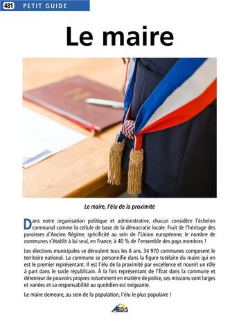 Couverture du livre « Le maire » de  aux éditions Aedis