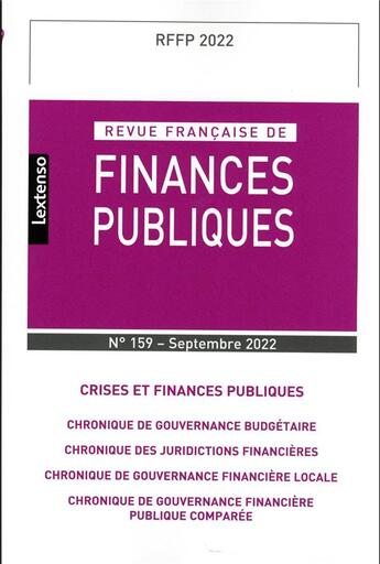 Couverture du livre « Revue francaise de finances publiques n 159-2022 » de  aux éditions Lgdj