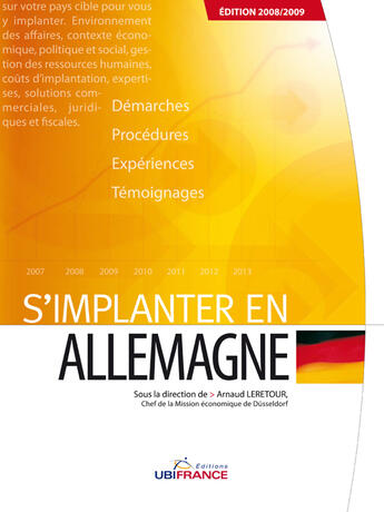 Couverture du livre « Allemagne - S'Implanter 2008/2009 » de Leretour Arnaud (Sou aux éditions Ubifrance