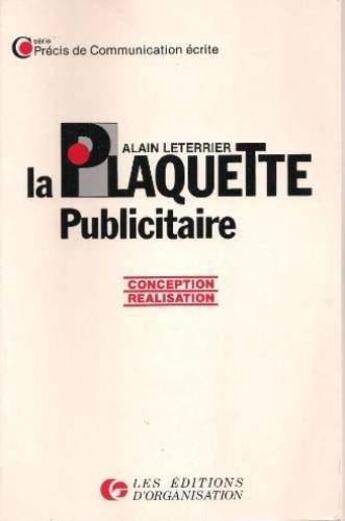 Couverture du livre « Plaquette Pub.Conception Realis. » de Leterrier aux éditions Organisation