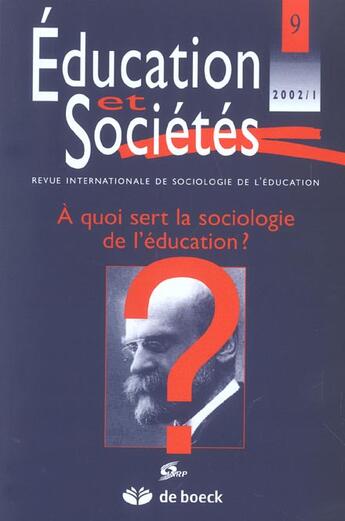 Couverture du livre « Education et societes 2002/1 n.9 - revue internationale socio education » de  aux éditions De Boeck Superieur